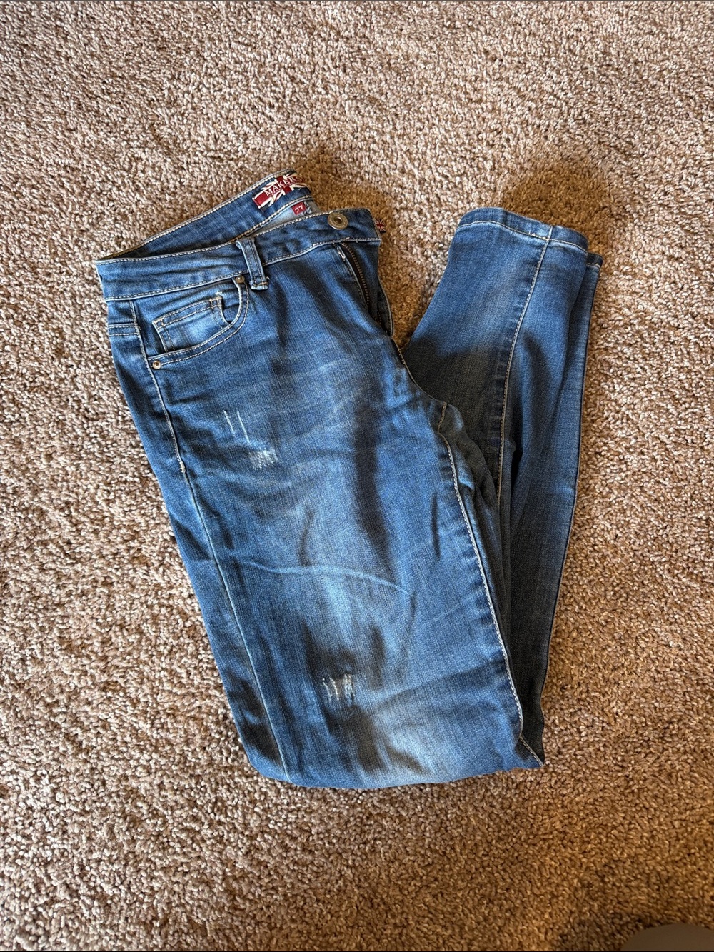 Blue Distressed Slim Jeans